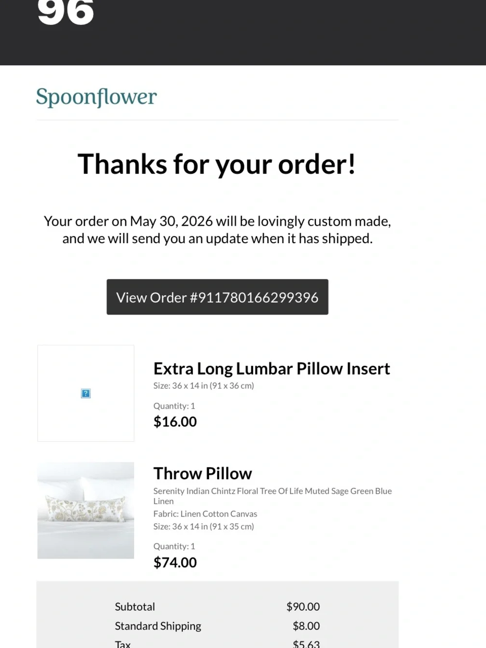 Spoonflower custom made pillow cover -NEW
